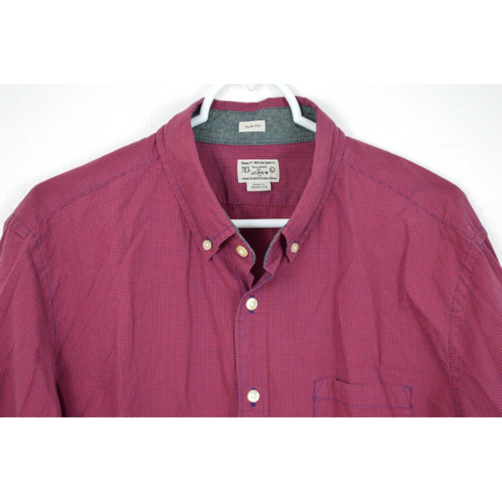 J CREW Large Slim Fit Plaid Cotton Shirt Button Up